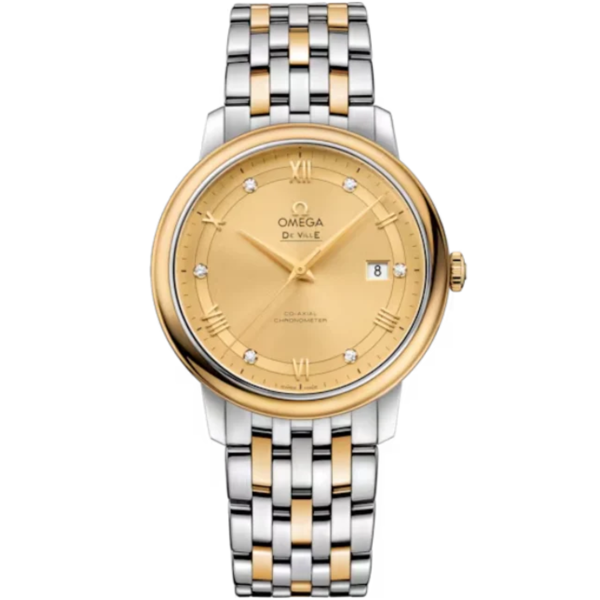 DE VILLE PRESTIGE 39 MM STAINLESS STEEL - YELLOW GOLD WITH YELLOW DIAL - Omega