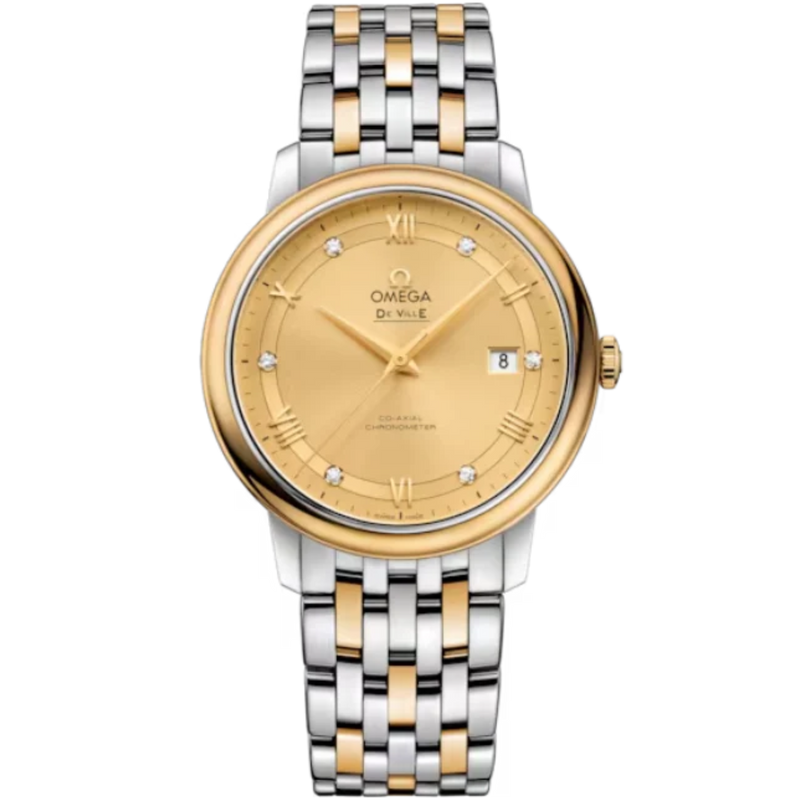 DE VILLE PRESTIGE 39 MM STAINLESS STEEL - YELLOW GOLD WITH YELLOW DIAL - Omega