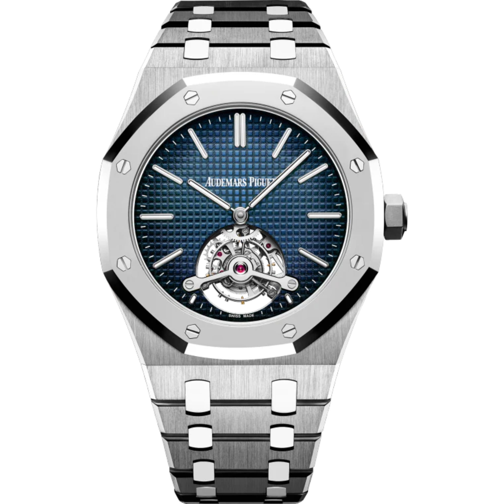 Royal Oak Tourbillon Extra-Thin 41MM Titanium Bracelet Smoked Blue Dial With Petite Tapisserie Pattern Titanium Case - Audemars Piguet