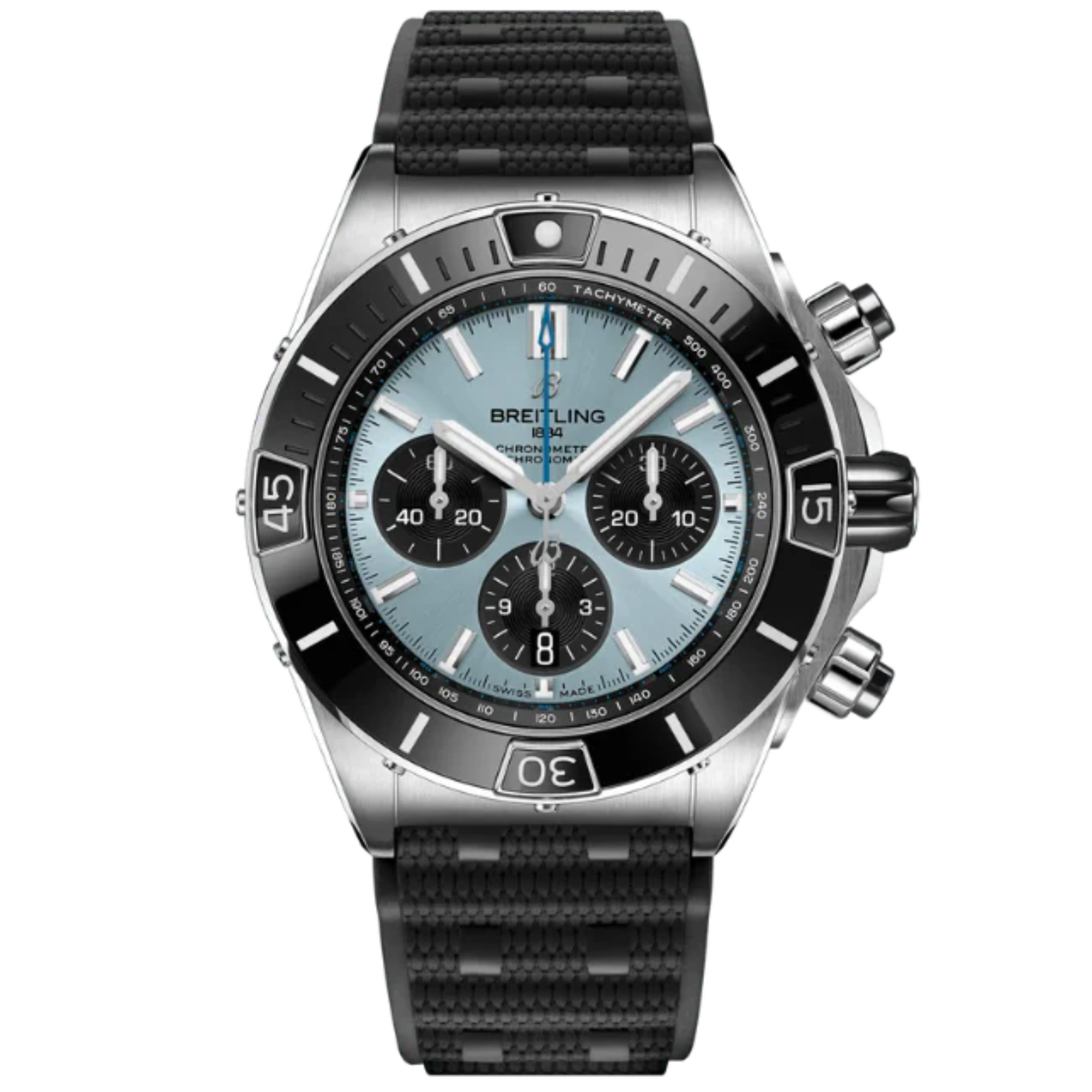 SUPER CHRONOMAT B01 44 MM STAINLESS STEEL & PLATINUM WITH ICE BLUE DIAL - Breitling