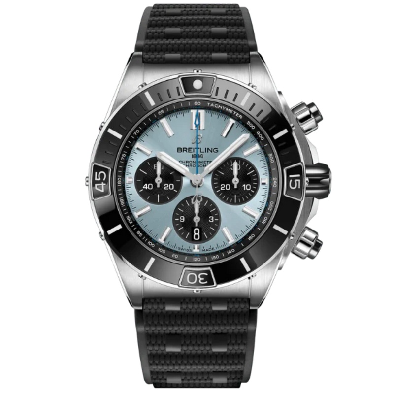 SUPER CHRONOMAT B01 44 MM STAINLESS STEEL & PLATINUM WITH ICE BLUE DIAL - Breitling