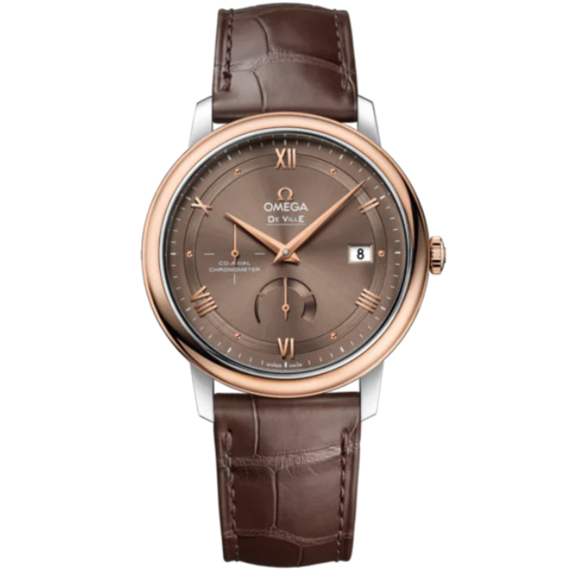 DE VILLE PRESTIGE 39 MM STAINLESS STEEL - RED GOLD WITH BROWN DIAL - Omega