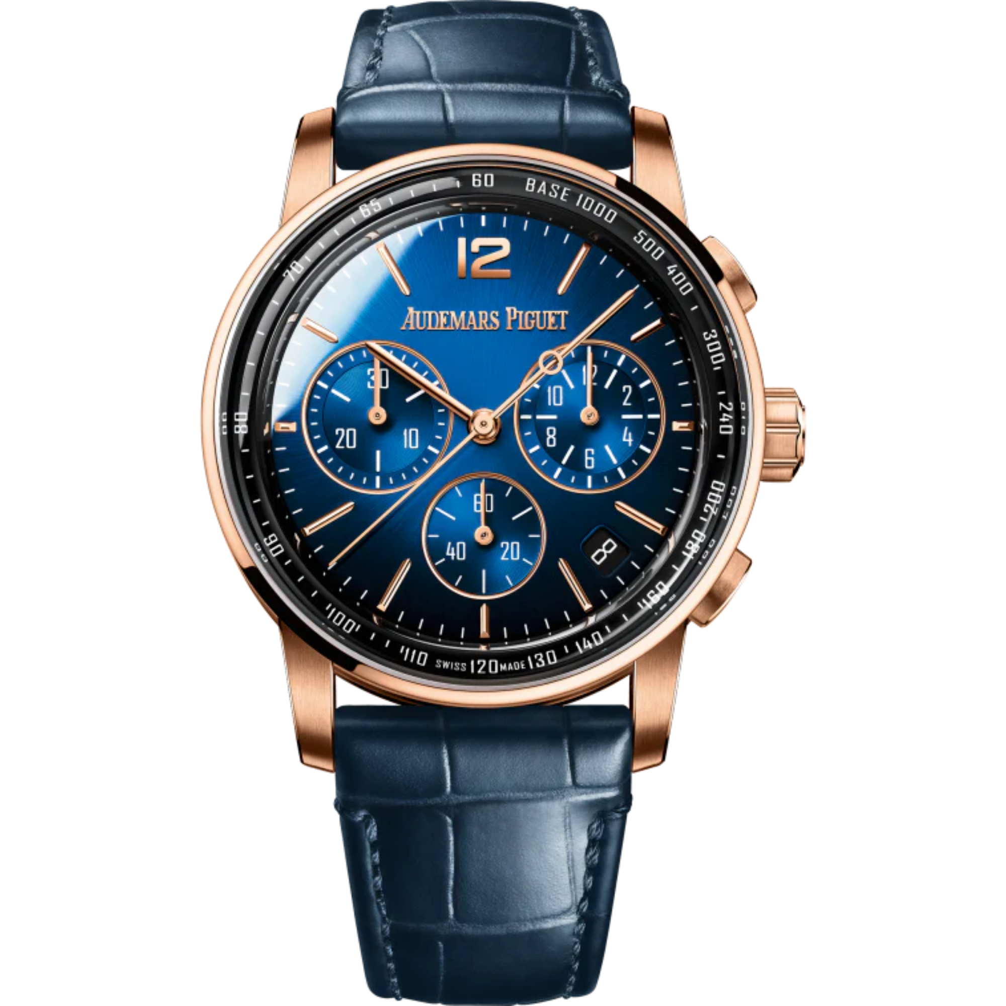 Code 11.59 by Audemars Piguet 41mm Blue Alligator Strap Smoked Lacquered Blue Dial With Sunray Pattern Base 18-Carat Pink Gold Case - Audemars Piguet