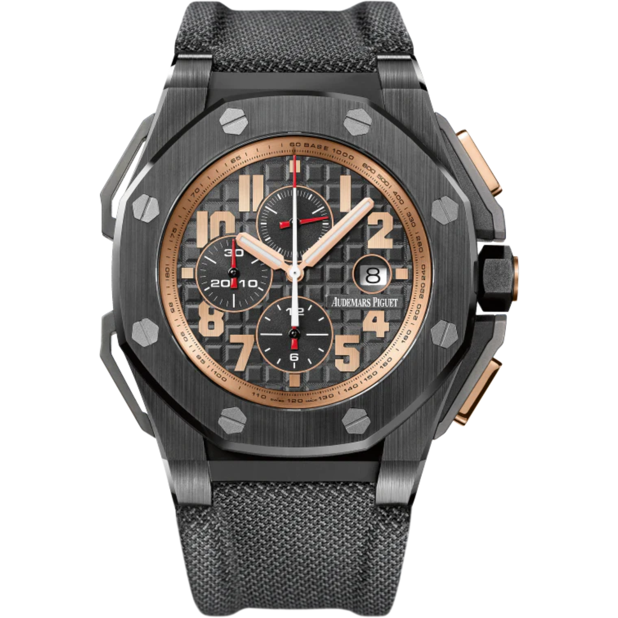 Royal Oak Offshore Arnold Schwarzenegger The Legacy Chronograph 48MM Aramide Fibres Strap Black Dial With Méga Tapisserie Pattern Black Ceramic Case - Audemars Piguet
