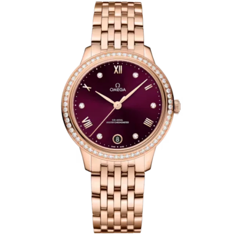 DE VILLE PRESTIGE 34 MM SEDNA™ GOLD WITH RED DIAL - Omega