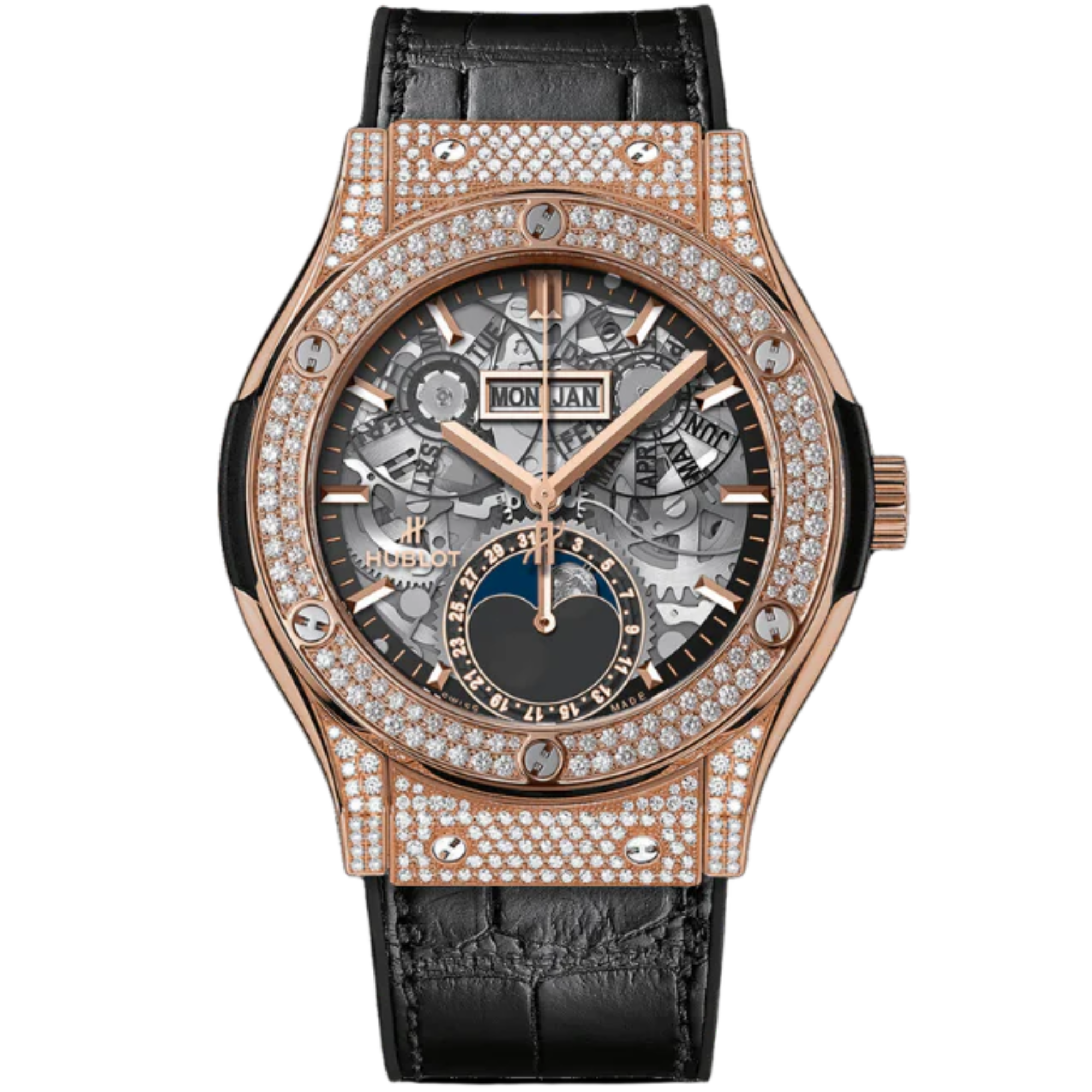 CLASSIC FUSION 42 MM AEROFUSION MOONPHASE KING GOLD PAVÉ - Hublot
