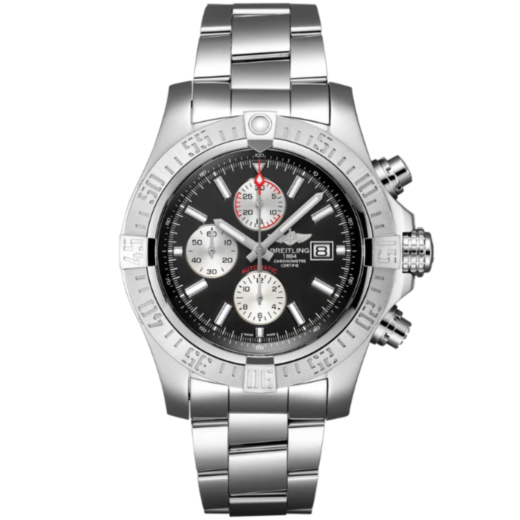 SUPER AVENGER II 48 MM STAINLESS STEEL WITH BLACK DIAL - Breitling