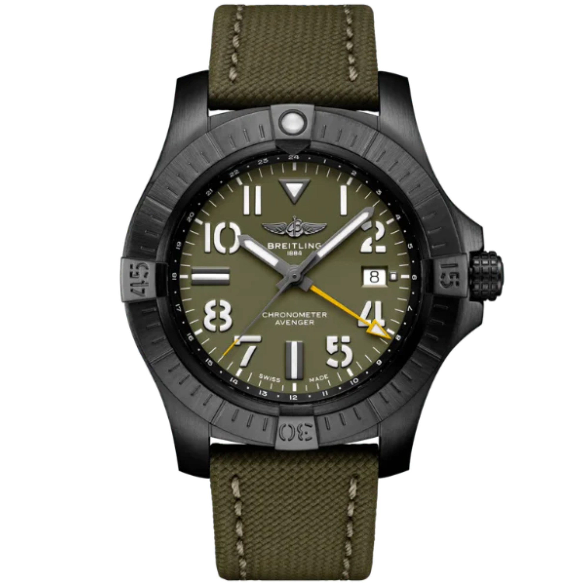 AVENGER AUTOMATIC GMT NIGHT MISSION 45 MM DLC-COATED TITANIUM AND GREEN DIAL - Breitling