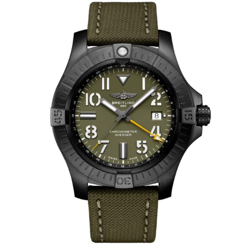 AVENGER AUTOMATIC GMT NIGHT MISSION 45 MM DLC-COATED TITANIUM AND GREEN DIAL - Breitling