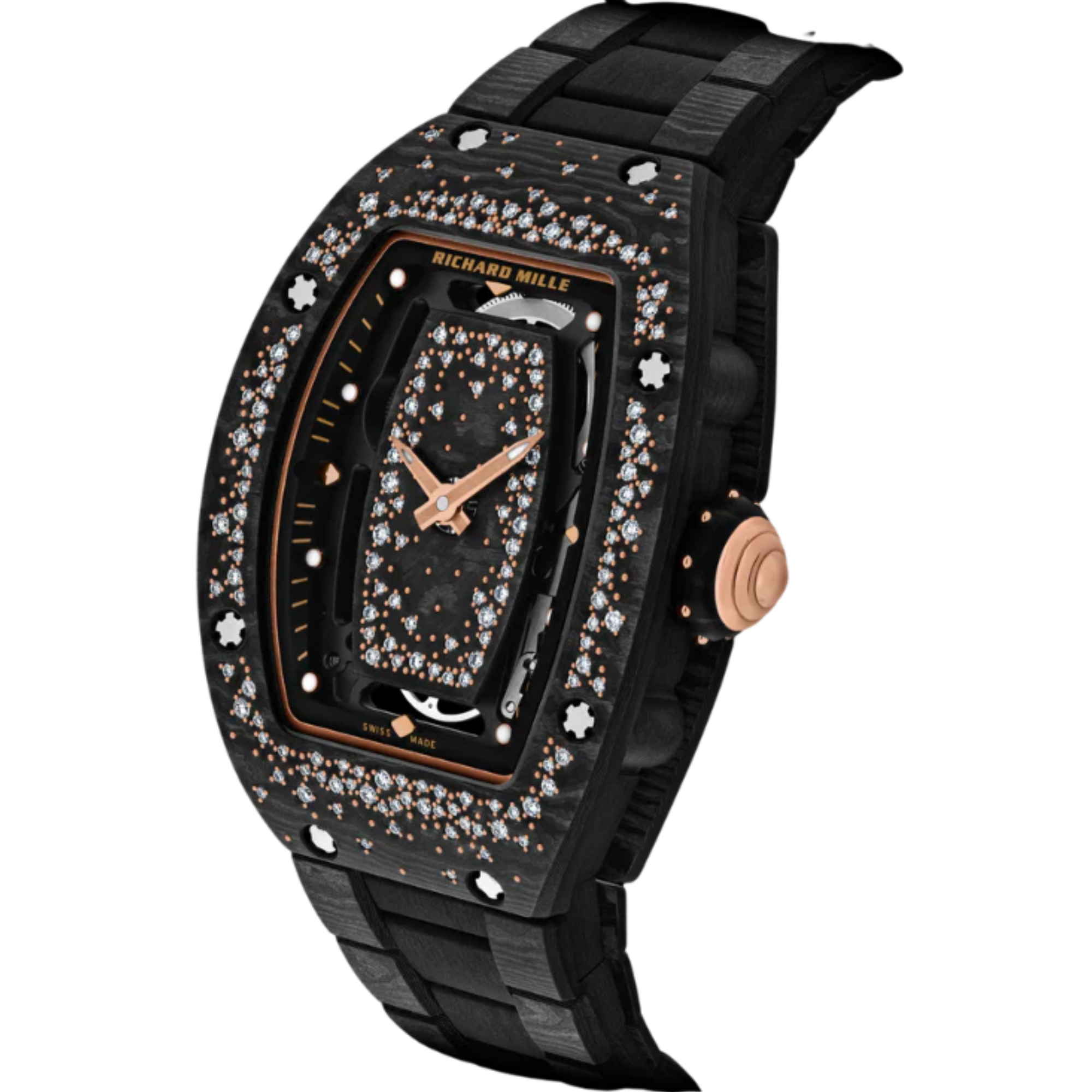 RM 07-01 Starry Night Black Carbon Bracelet Carbon and Red Gold Case - Richard Mille
