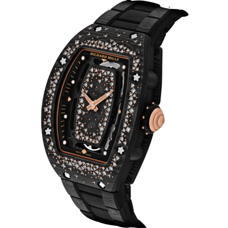 RM 07-01 Starry Night Black Carbon Bracelet Carbon and Red Gold Case - Richard Mille