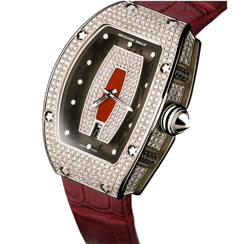 RM 007 Diamond Cruncher Leather Strap Pink Gold Diamond Set Case - Richard Mille