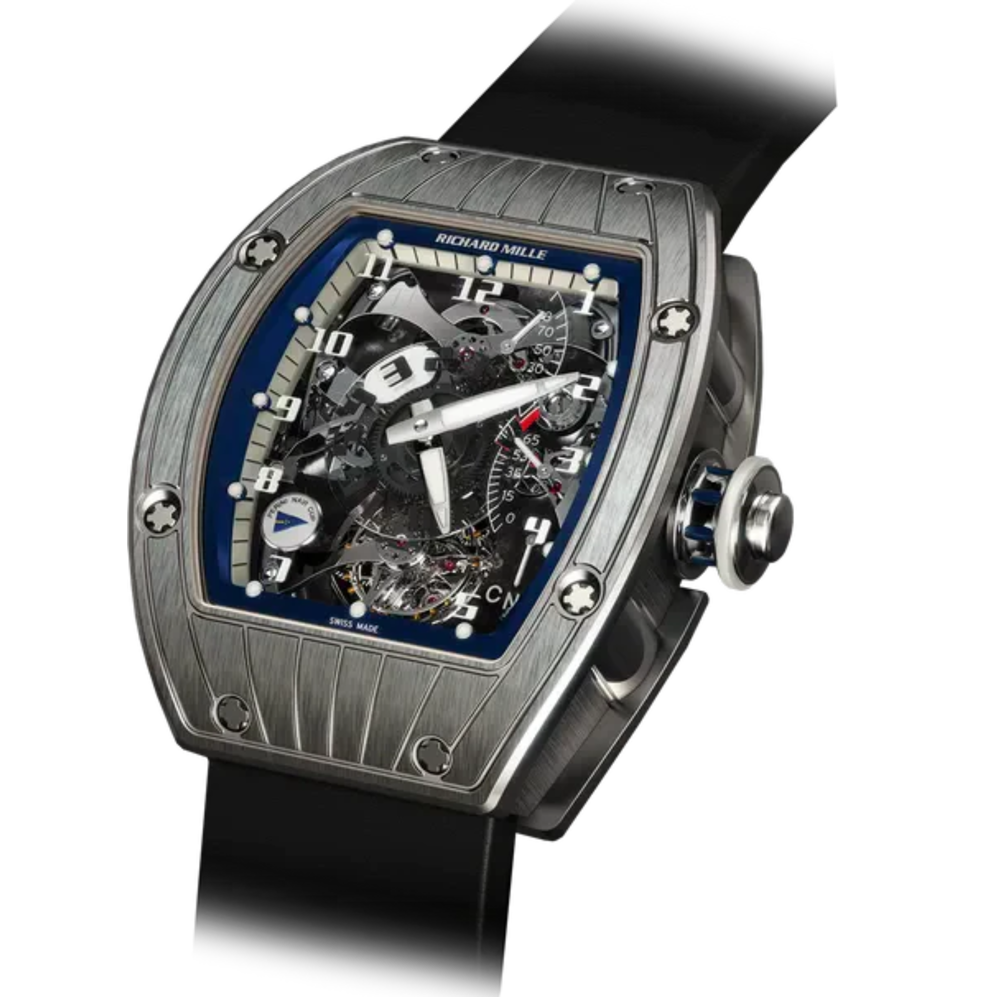 RM 015 Tourbillon Dual Time Zone Rubber Strap White Gold Case - Richard Mille