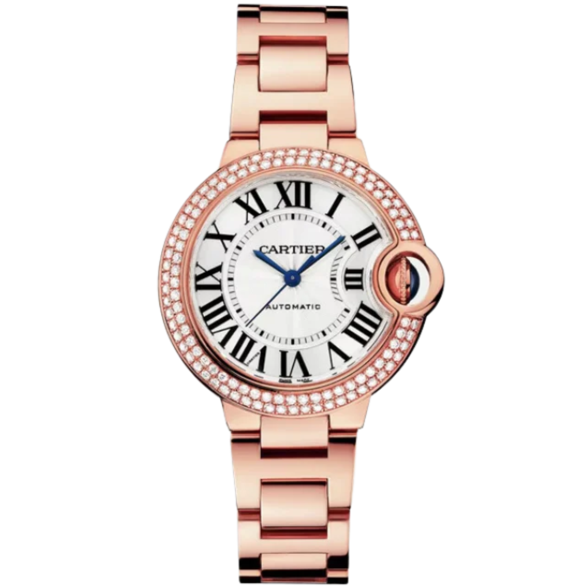 BALLON BLEU DE CARTIER 33 MM ROSE GOLD WITH SILVER GUILLOCHE DIAL - Cartier