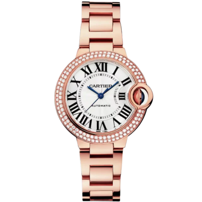 BALLON BLEU DE CARTIER 33 MM ROSE GOLD WITH SILVER GUILLOCHE DIAL - Cartier