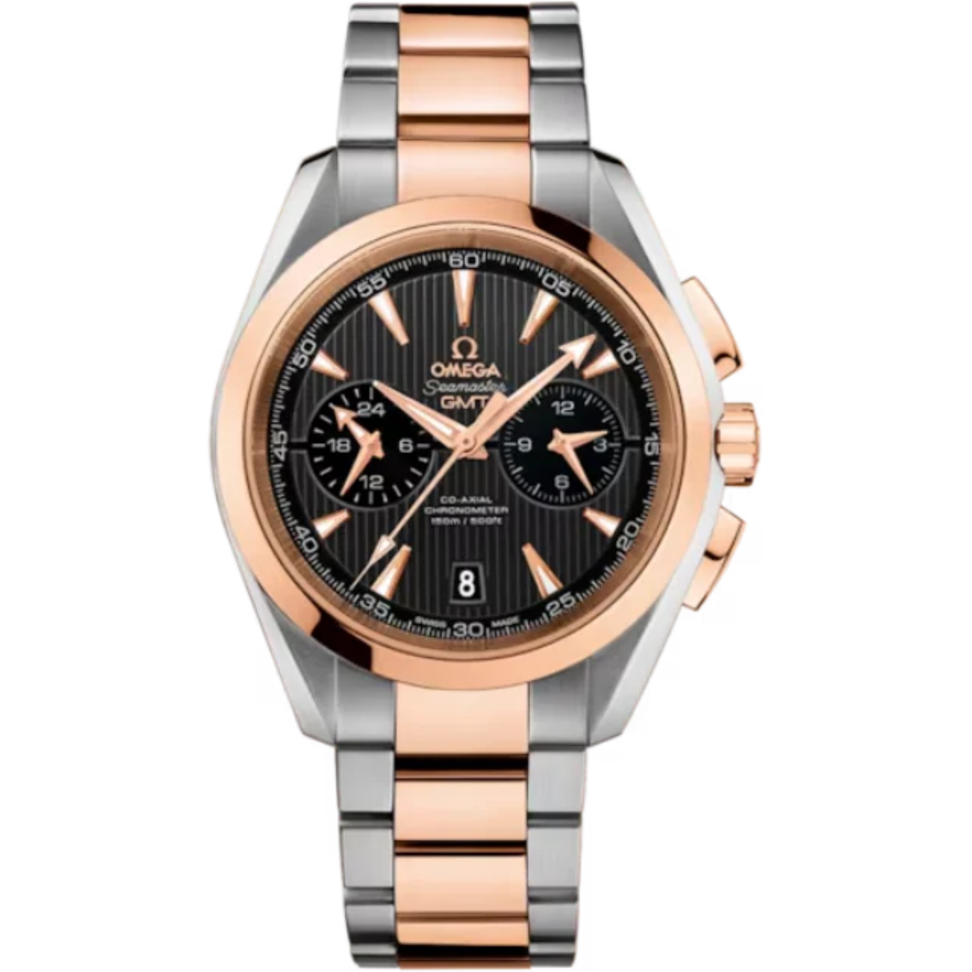 SEAMASTER AQUA TERRA 150M GMT 43 MM STAINLESS STEEL - RED GOLD WITH GREY DIAL - Omega