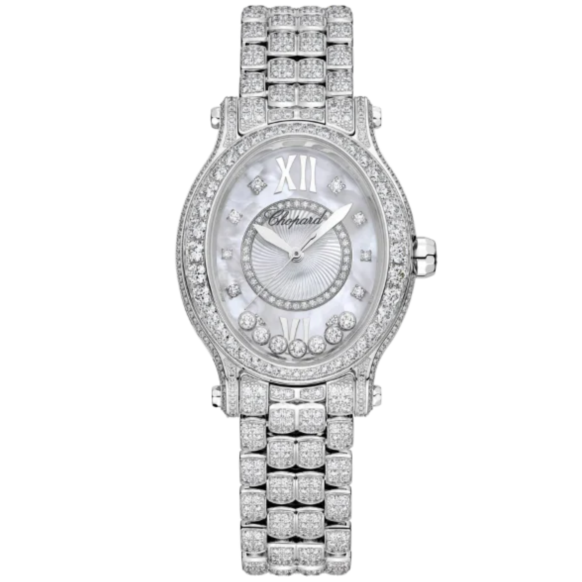 HAPPY SPORT 31 MM ETHICAL WHITE GOLD WITH MOTHER OF PEARL DIAL - Chopard