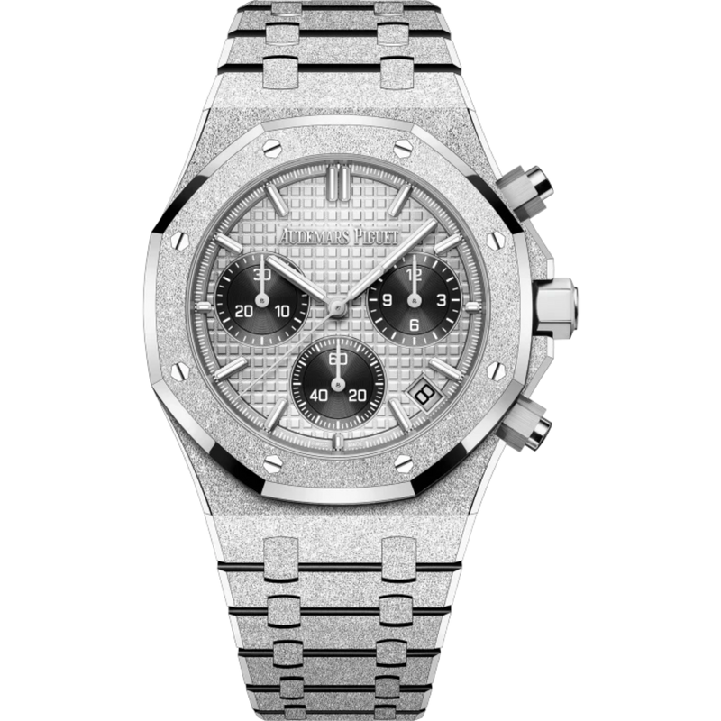 Royal Oak Selfwinding Chronograph 41MM Hammered 18-Carat White Gold Bracelet Grey Dial With Grande Tapisserie Pattern Hammered 18-Carat White Gold Case - Audemars Piguet