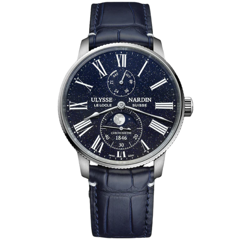 MARINE TORPILLEUR MOONPHASE AVENTURINE 42 MM STAINLESS STEEL WITH BLUE DIAL - Ulysse Nardin