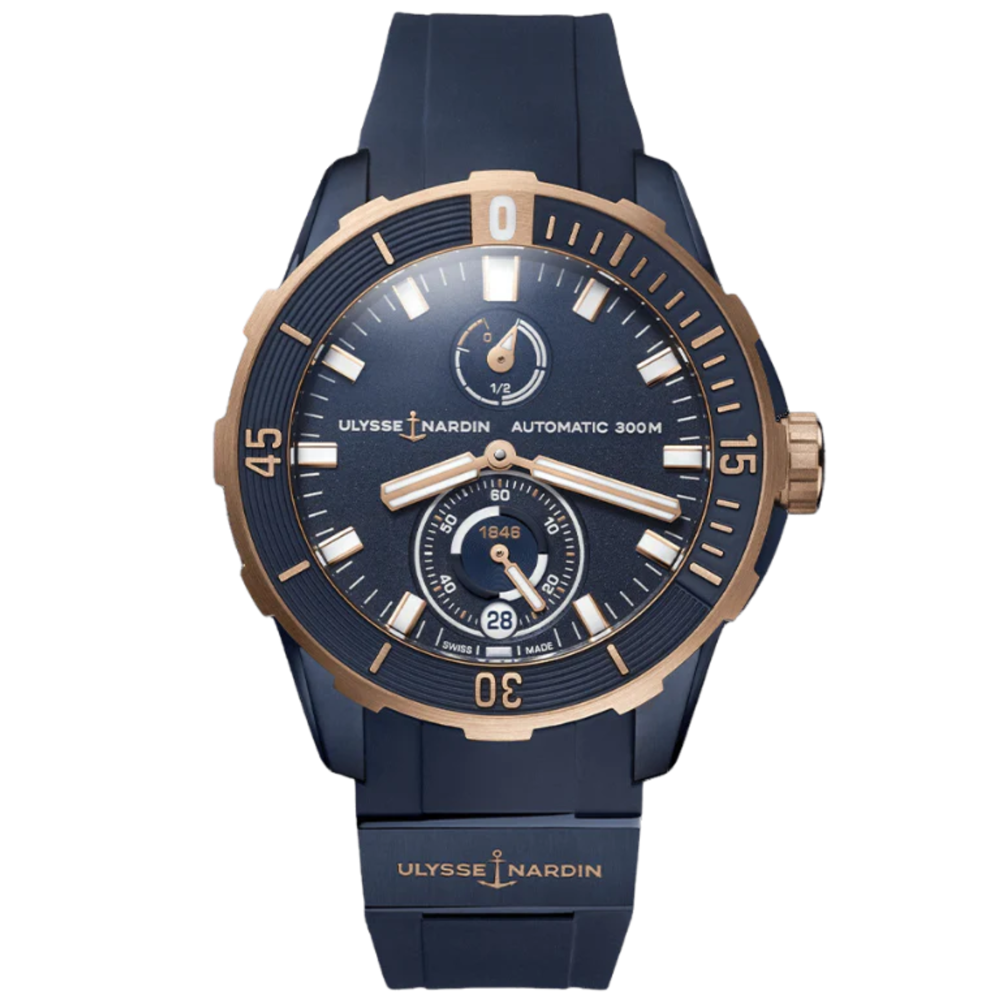 DIVER 44 MM TITANIUM - ROSE GOLD WITH BLUE DIAL - Ulysse Nardin