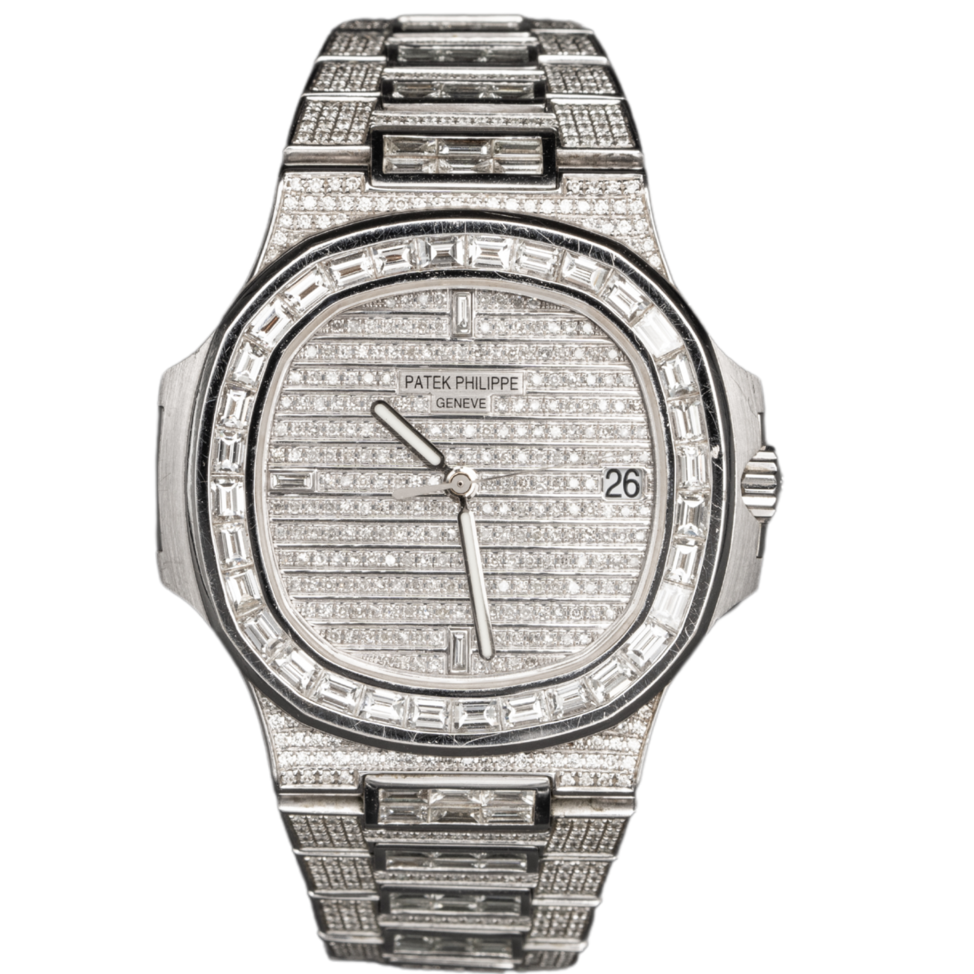 Patek Philippe Nautilus Ref. 5711 White Gold BUSSDOWN All White Baguettes/Stones - Patek Philippe