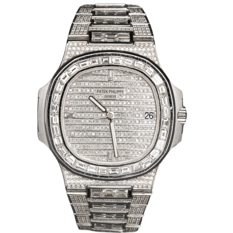 Patek Philippe Nautilus Ref. 5711 White Gold BUSSDOWN All White Baguettes/Stones - Patek Philippe