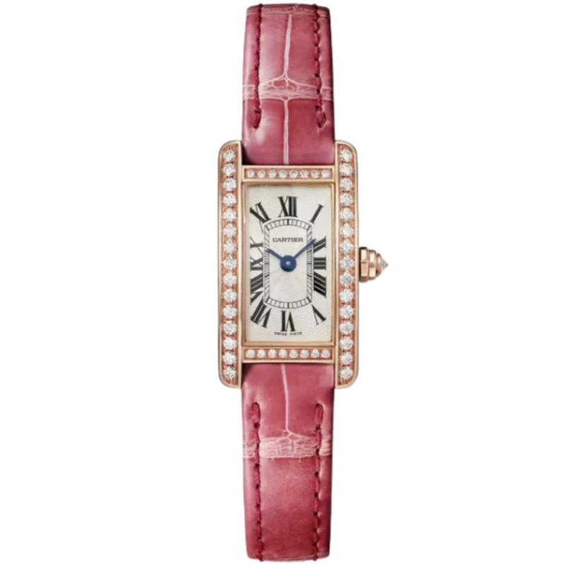 TANK 27 mm AMÉRICAINE WATCH SILVER 18K ROSE GOLD - Cartier