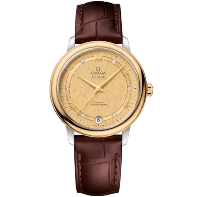 DE VILLE PRESTIGE 33 MM STAINLESS STEEL - YELLOW GOLD WITH YELLOW DIAL - Omega