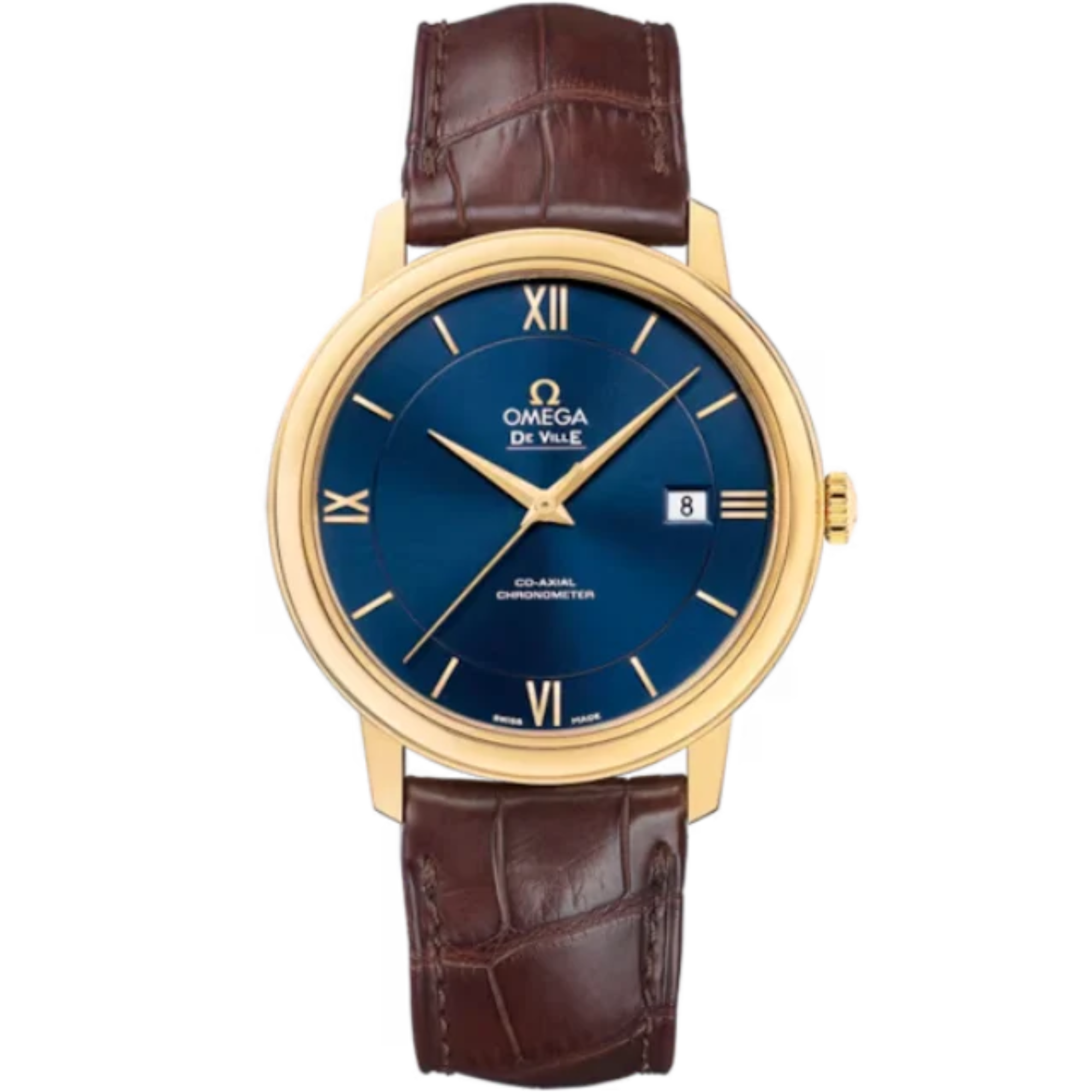 DE VILLE PRESTIGE 39 MM YELLOW GOLD WITH BLUE DIAL - Omega