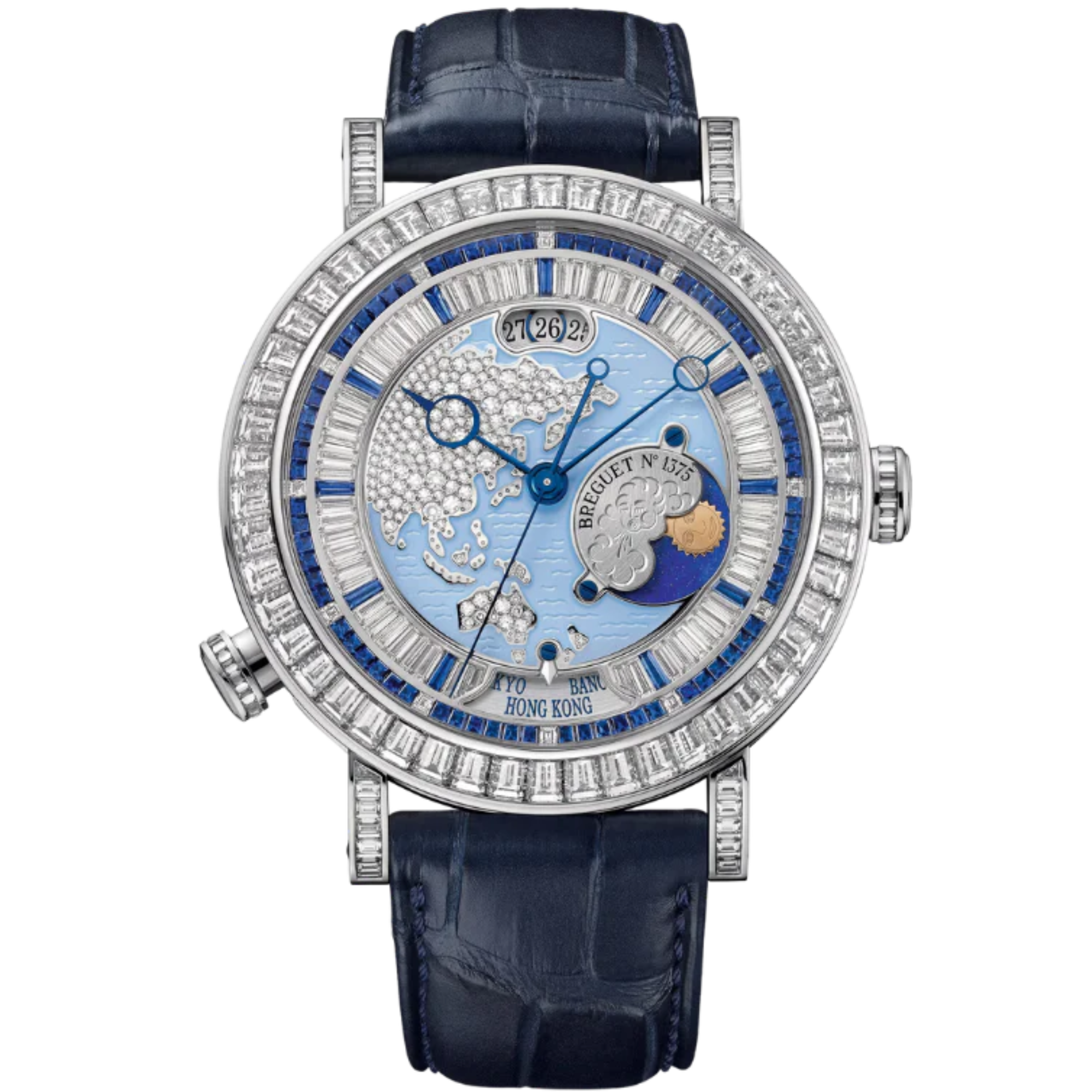HORA MUNDI 5719 46 MM PLATINUM WITH BLUE "WAVE" MOTIF DIAL - Breguet
