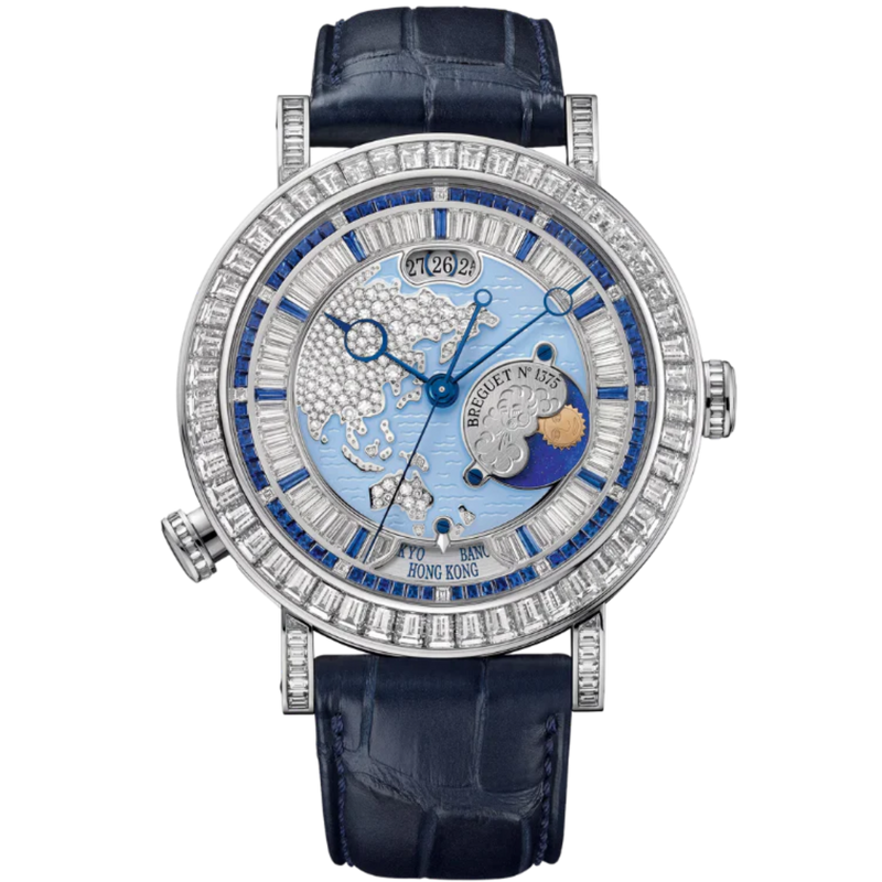 HORA MUNDI 5719 46 MM PLATINUM WITH BLUE "WAVE" MOTIF DIAL - Breguet
