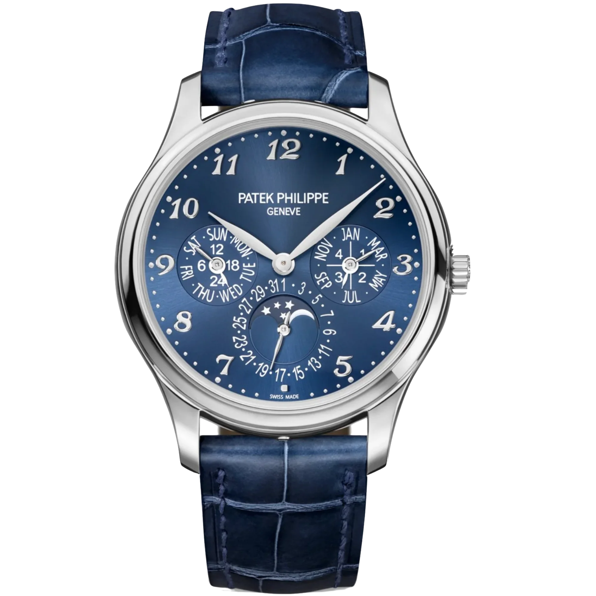 5327G Grand Complications 39mm Shiny Navy Blue Alligator Strap Royal Blue Sunburst Dial White Gold Bezel - Patek Philippe