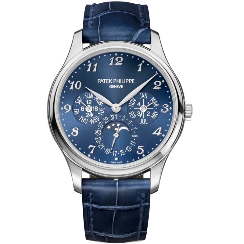 5327G Grand Complications 39mm Shiny Navy Blue Alligator Strap Royal Blue Sunburst Dial White Gold Bezel - Patek Philippe