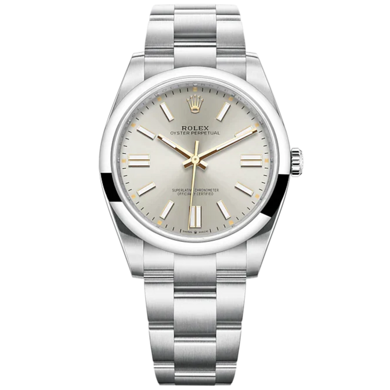Oyster Perpetual 41 41MM Oyster Bracelet Silver Dial Domed Bezel - Rolex