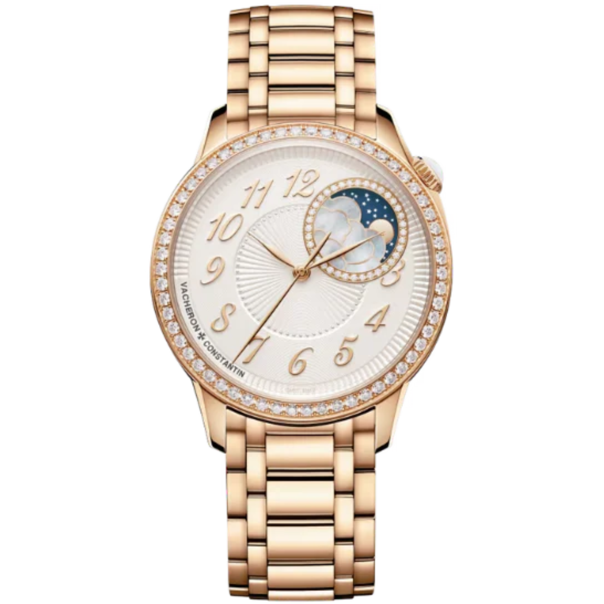 EGERIE MOON PHASE 37 MM 18K PINK GOLD WITH CLOUDS MOTHER OF PEARL DIAL - Vacheron Constantin