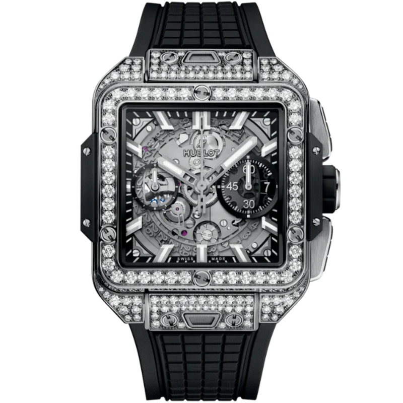 SQUARE BANG 42 MM UNICO TITANIUM PAVÉ - Hublot