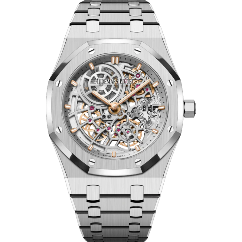 Royal Oak Jumbo Extra-Thin Openworked 50th Anniversary 39MM Stainless Steel Bracelet Openworked Rhodium-Toned Dial Stainless Steel Case - Audemars Piguet