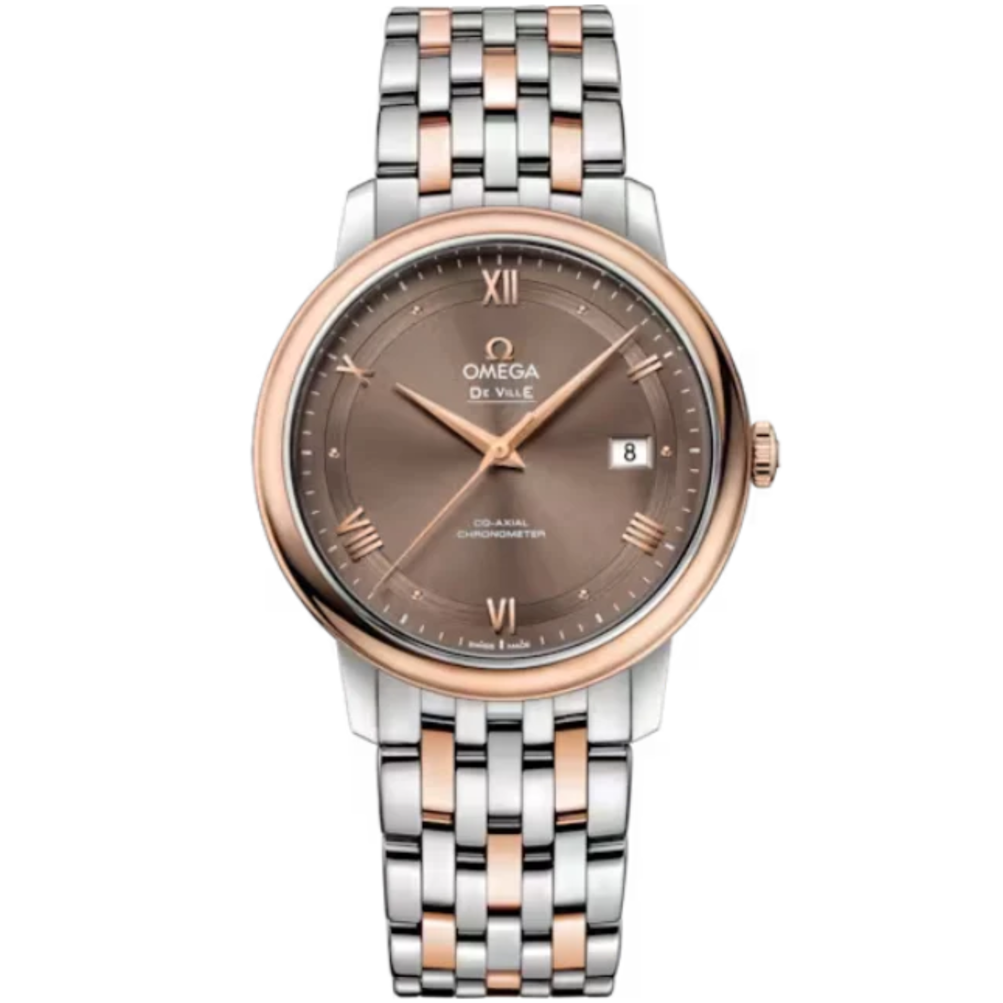 DE VILLE PRESTIGE 39 MM STAINLESS STEEL - RED GOLD WITH BROWN DIAL - Omega
