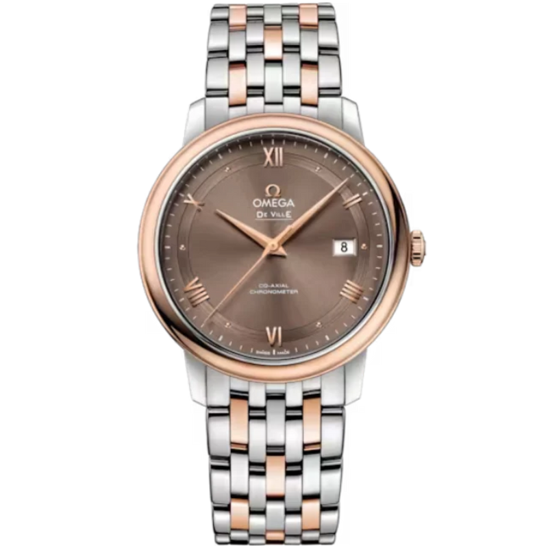 DE VILLE PRESTIGE 39 MM STAINLESS STEEL - RED GOLD WITH BROWN DIAL - Omega