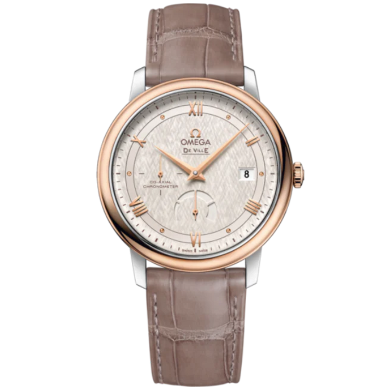 DE VILLE PRESTIGE 39 MM STAINLESS STEEL - RED GOLD WITH SILVER DIAL - Omega