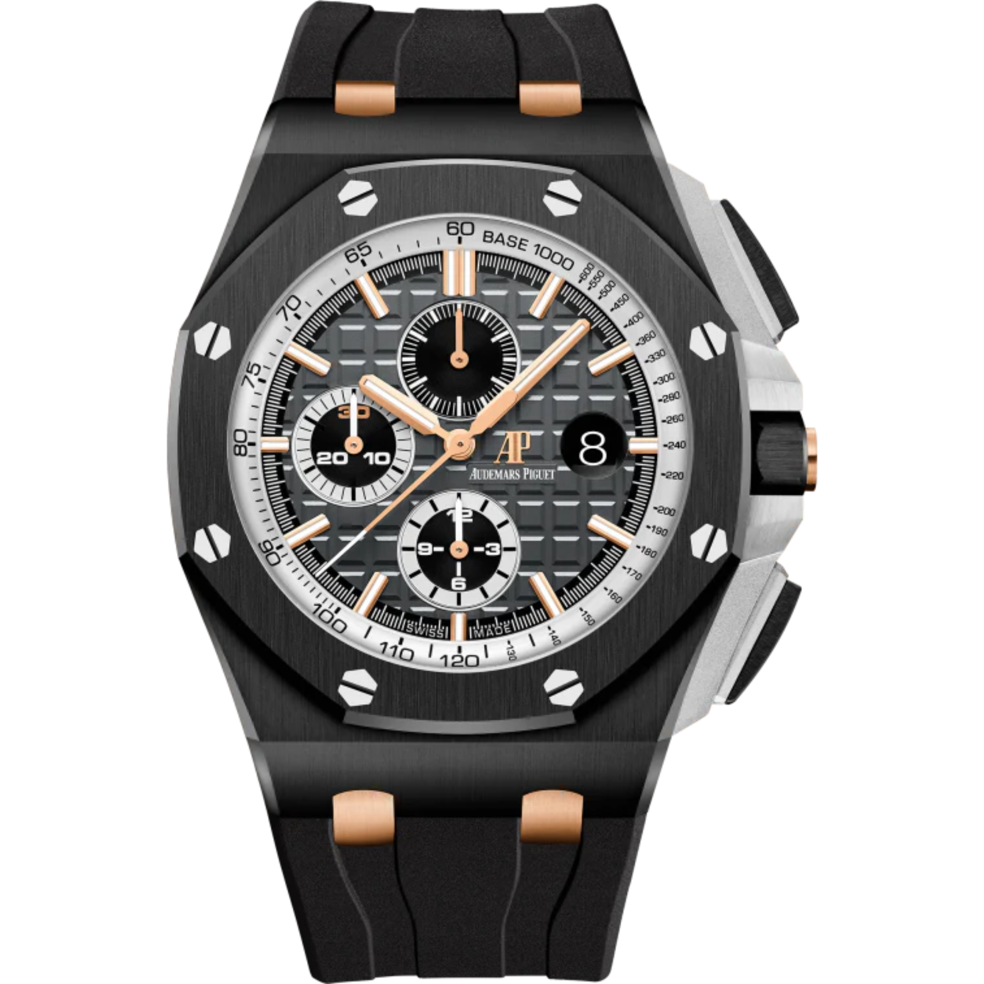 Royal Oak Offshore Selfwinding Chronograph 44MM Black Rubber Strap Slate Grey Dial With Méga Tapisserie Pattern Black Ceramic Case and Bezel - Audemars Piguet