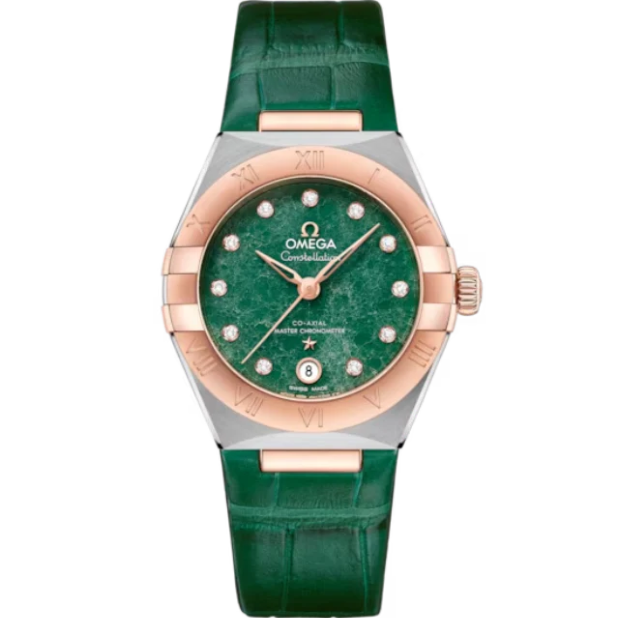 CONSTELLATION 29 MM STAINLESS STEEL - SEDNA™ GOLD WITH GREEN DIAL - Omega