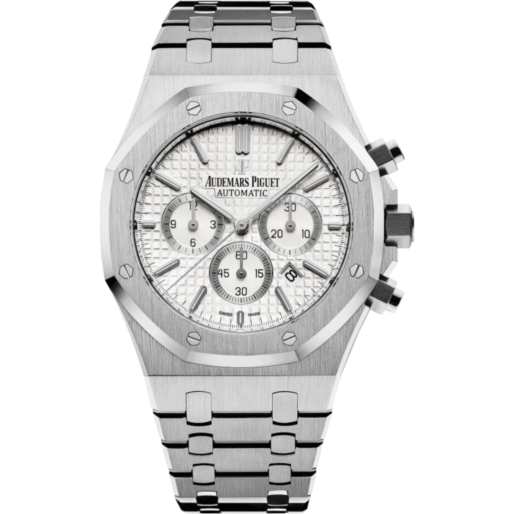Royal Oak Chronograph 41MM Stainless Steel Bracelet Silver-Toned Dial With Grande Tapisserie Pattern Stainless Steel Case - Audemars Piguet