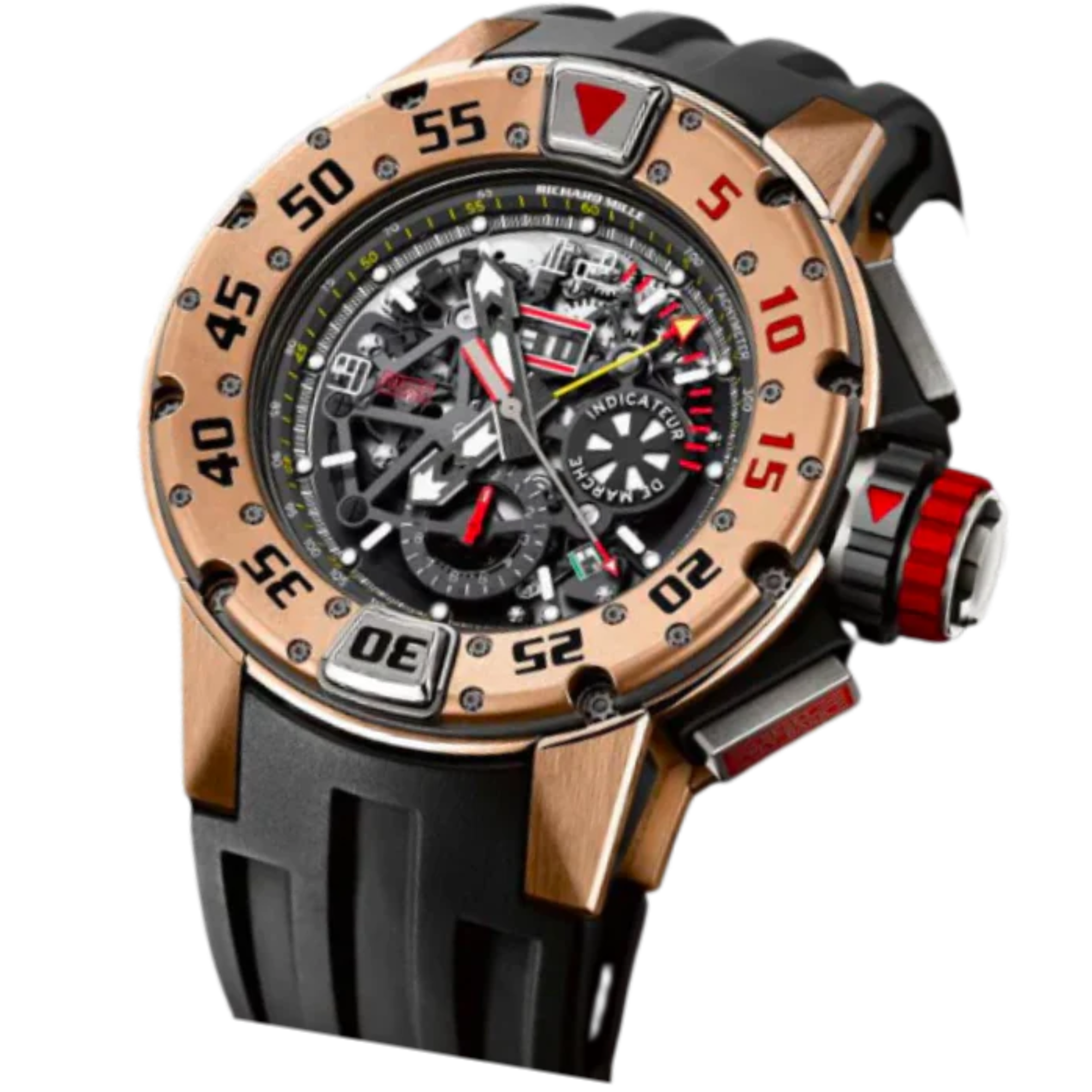 RM 032 Chronograph Diver 18K Red Gold Automatic Rubber Strap Rose Gold Case - Richard Mille