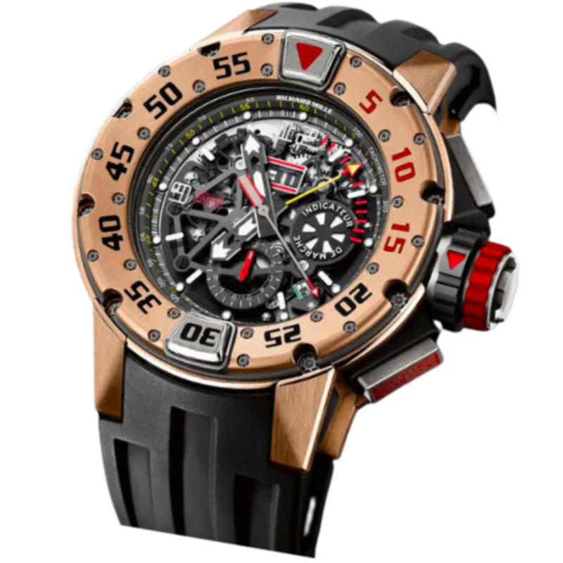 RM 032 Chronograph Diver 18K Red Gold Automatic Rubber Strap Rose Gold Case - Richard Mille