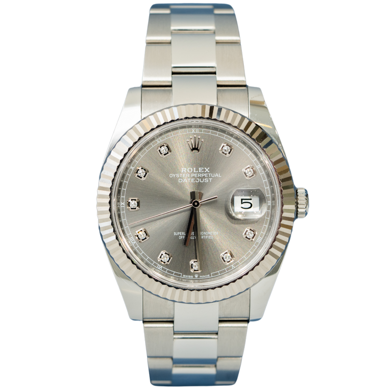 Rolex Datejust Ref. 116334G Stainless Steel Grey Dial with Diamond Markers on Oyster/Fluted Bezel - Rolex