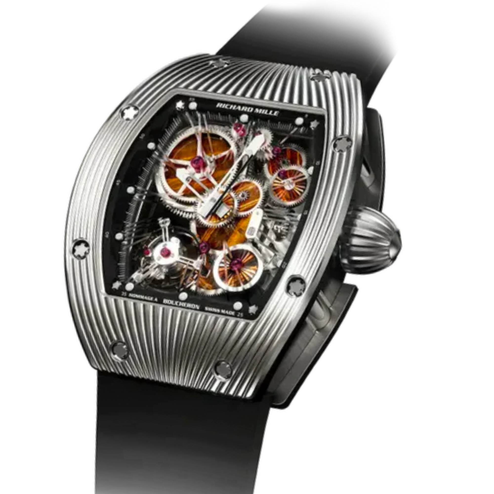 RM 018 Tourbillon Boucheron Black Rubber Strap White Gold Case - Richard Mille