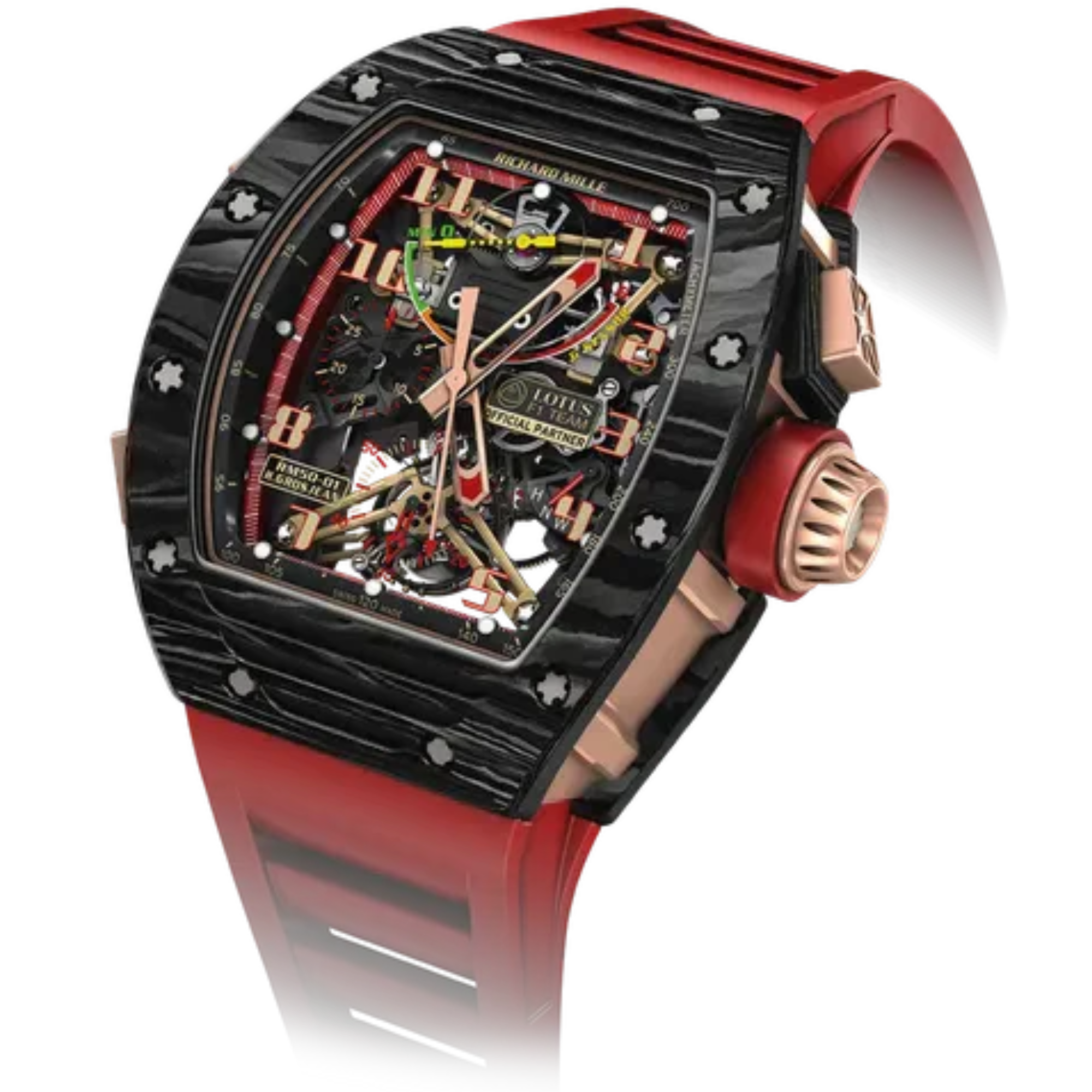 RM 50-01 Tourbillon Romain Grosjean Manual Winding Red Rubber Carbon Case - Richard Mille