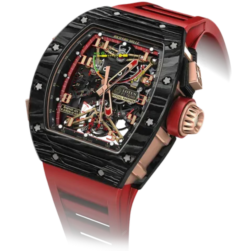 RM 50-01 Tourbillon Romain Grosjean Manual Winding Red Rubber Carbon Case - Richard Mille