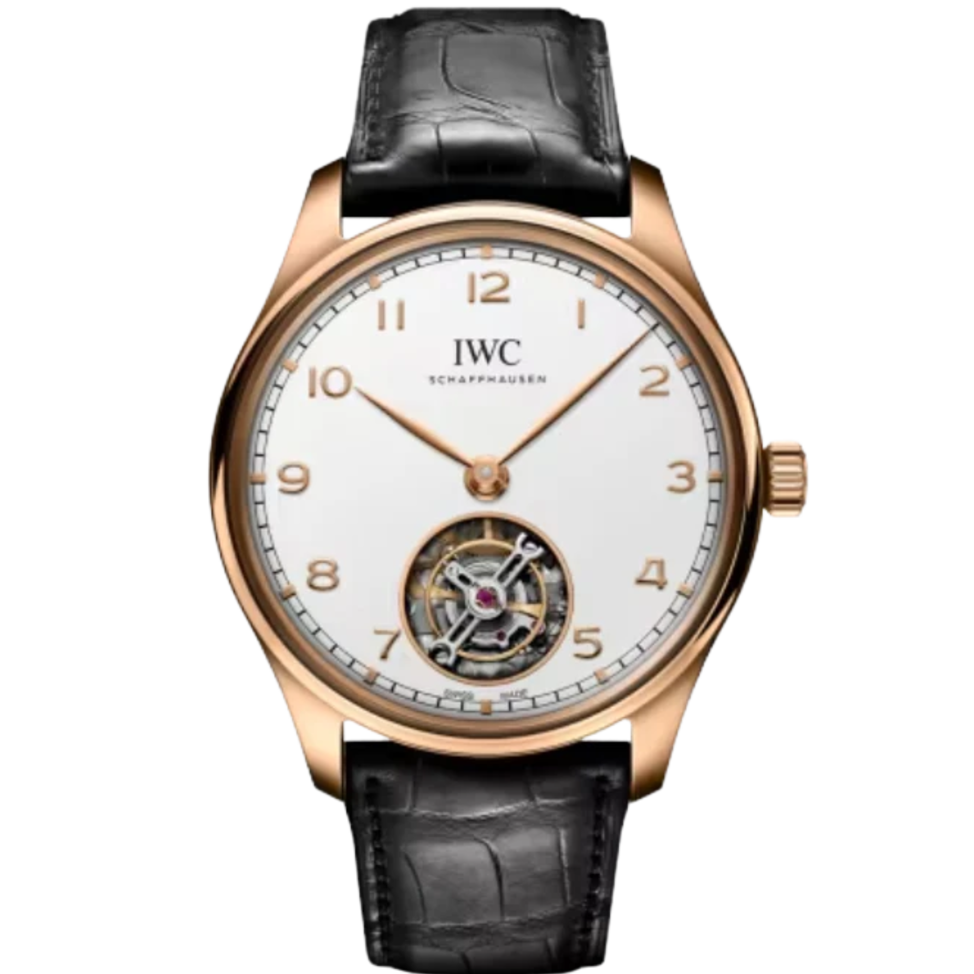 PORTUGIESER HAND-WOUND TOURBILLON 42 MM ARMOR GOLD WITH WHITE DIAL - IWC
